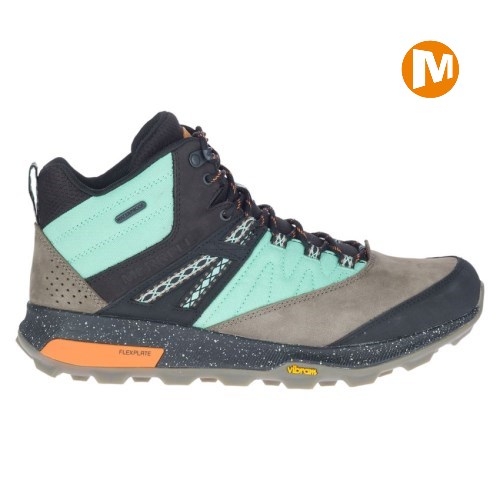 Pánské Trekové Boty Merrell Zion Mid Waterproof X Unlikely Šedé/Tyrkysové (CZ. BIRUQ)